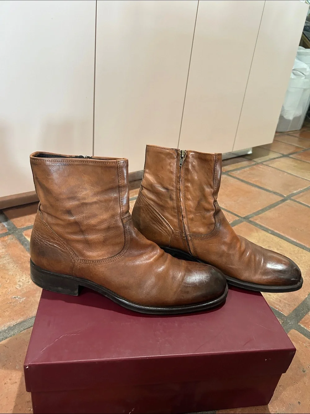 To Boot New York Men's Brown Leather Zip Ankle Boots